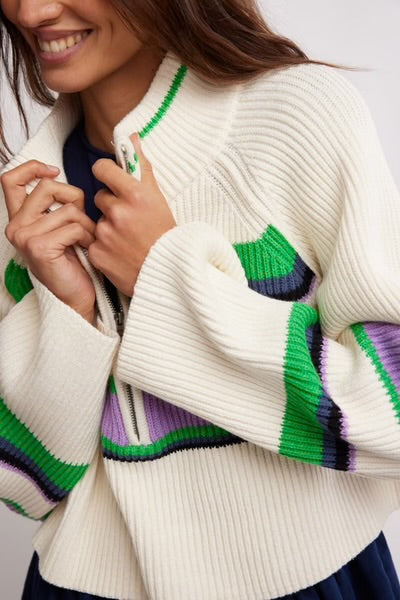 フリーピープル Free People Striped Greta 1u002F2 ジップ レディース Sweaters Sugar Swirl Co ST_010625_2971.jpg?v=