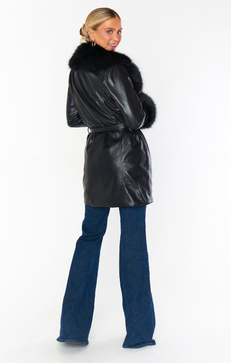 show me your mumu: penny lane coat-black faux leather with faux fur