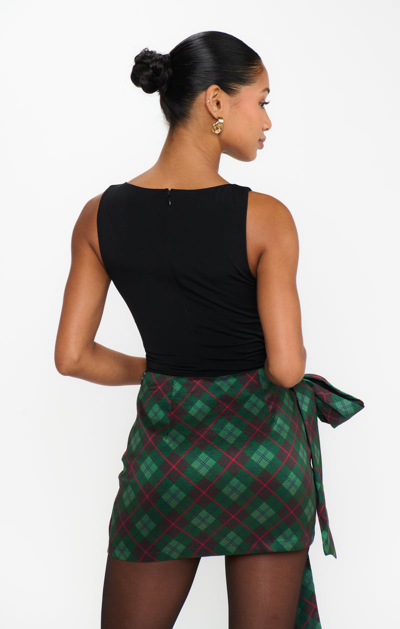 show me your mumu: iva bow skirt-mistletoe plaid