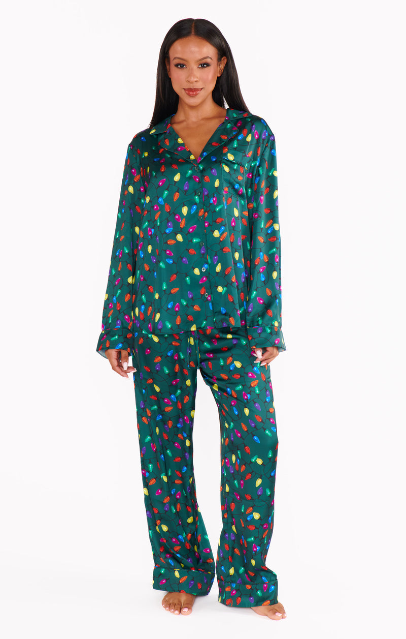 show me your mumu: classic pj set-festive lights silky