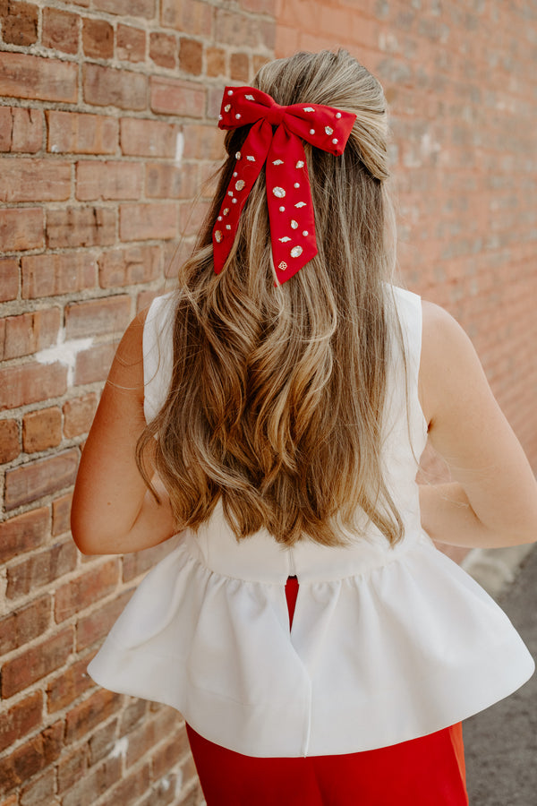 endless rose: peplum top-white