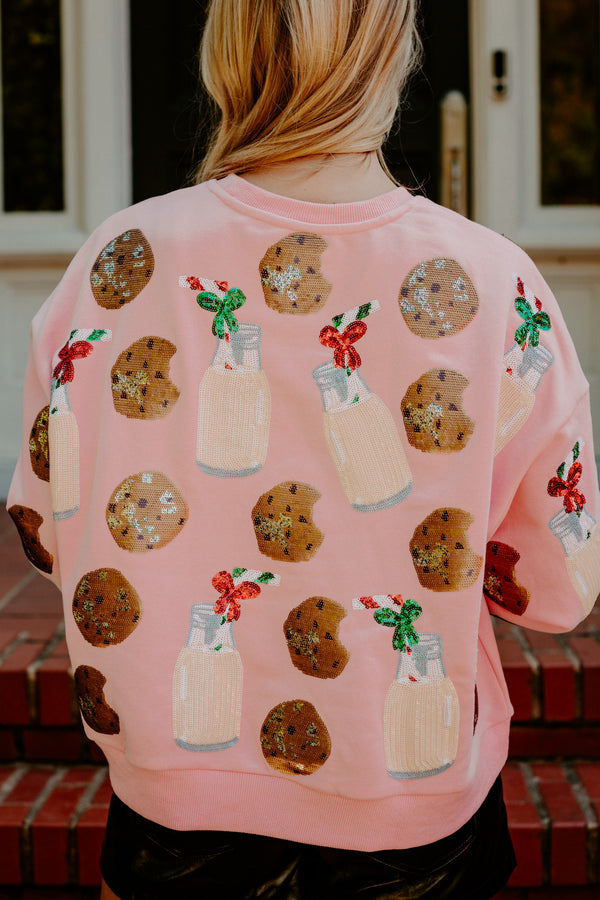 queen of sparkles: light pink milk & cookies sweatshirt