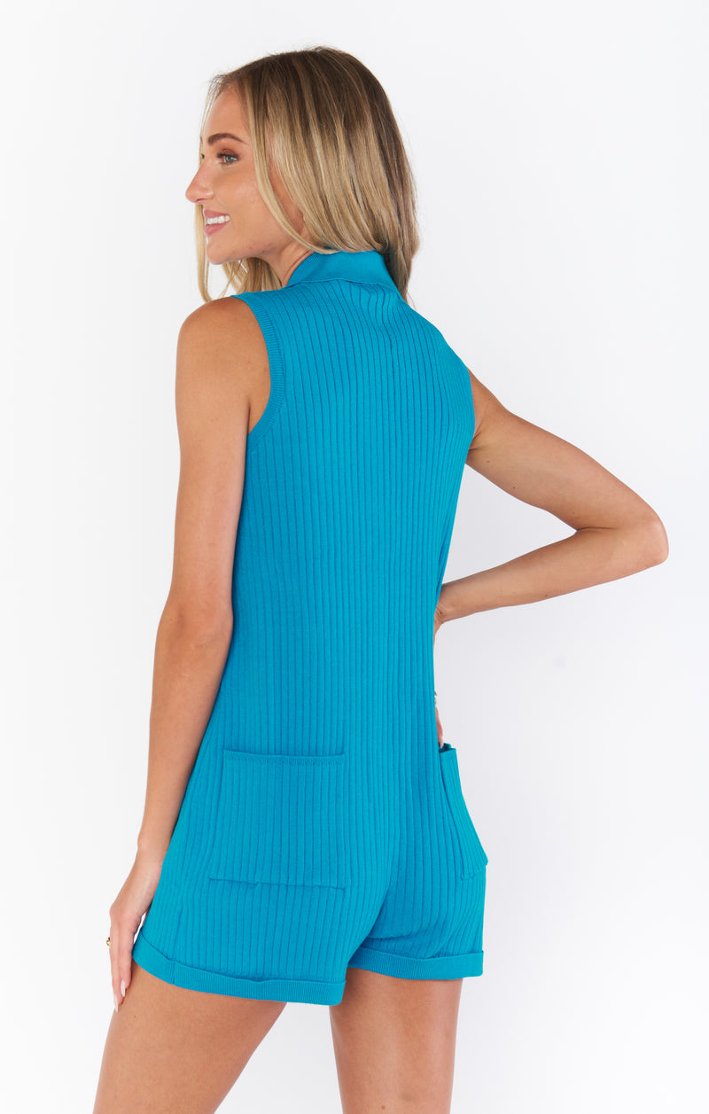 show me your mumu: all in one romper-teal rib knit