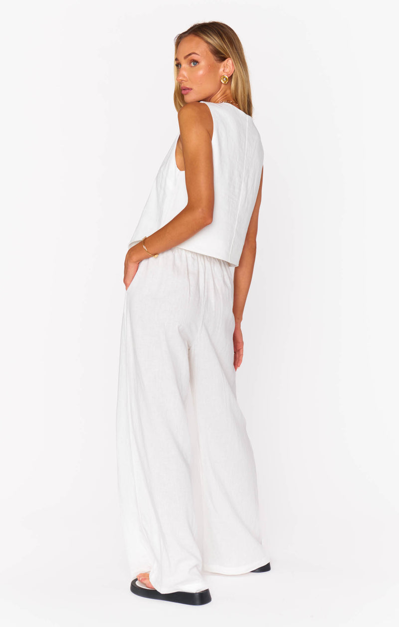 show me your mumu: vince pants-white linen