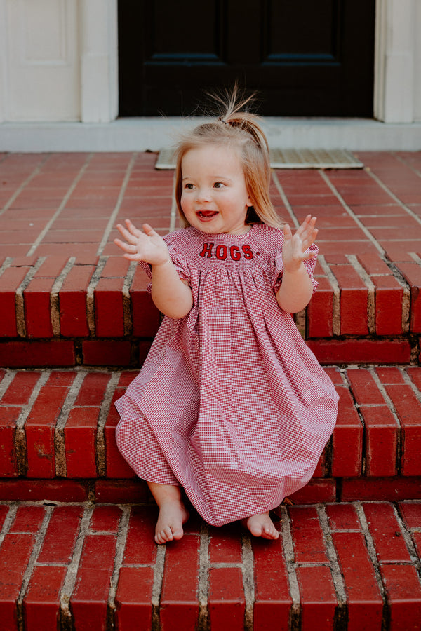 vive la fete: HOGS smocked red gingham bishop dress