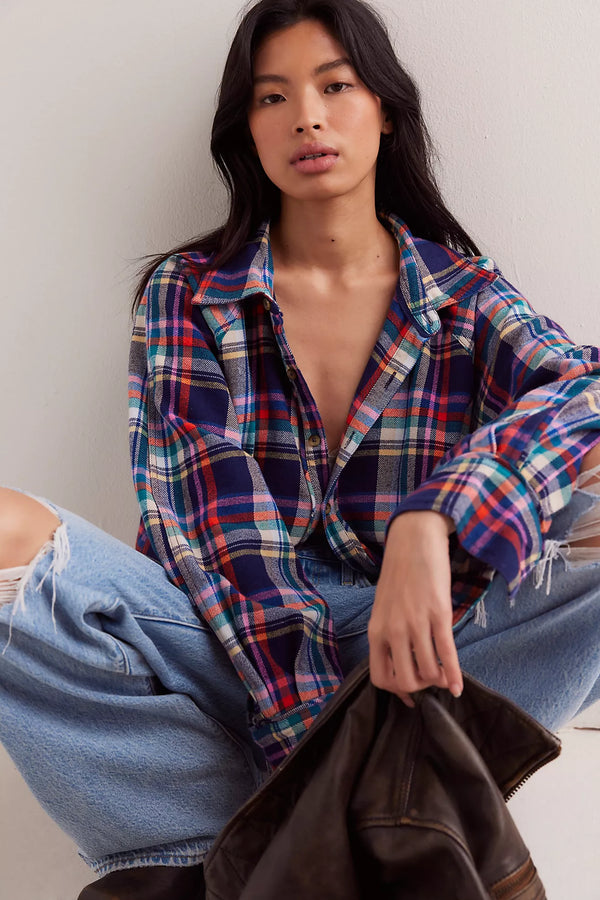 free people: girl meets boys plaid-navy combo