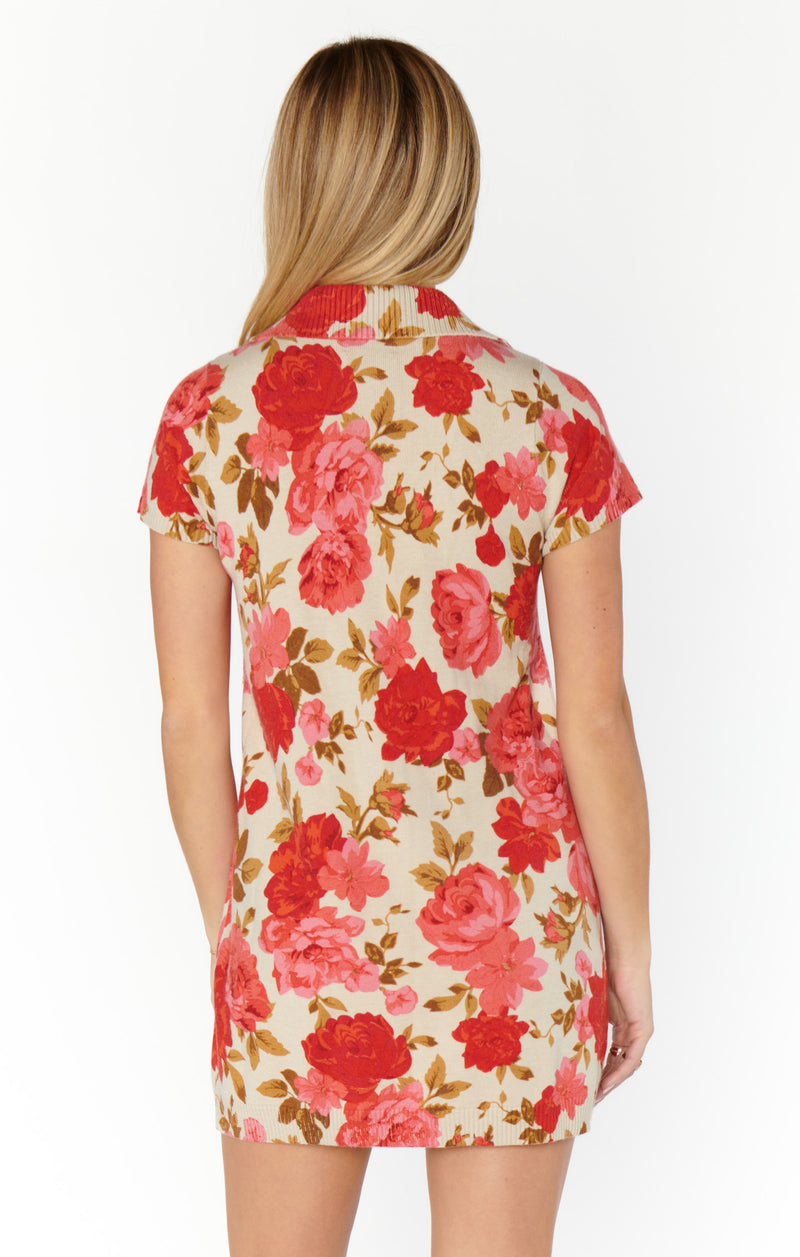 show me your mumu: dexter button sweater dress-tan hillside floral