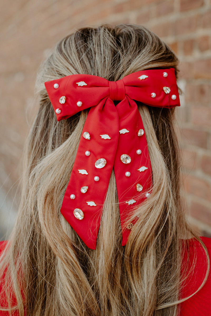 brianna cannon: cardinal red arkansas bow barrette