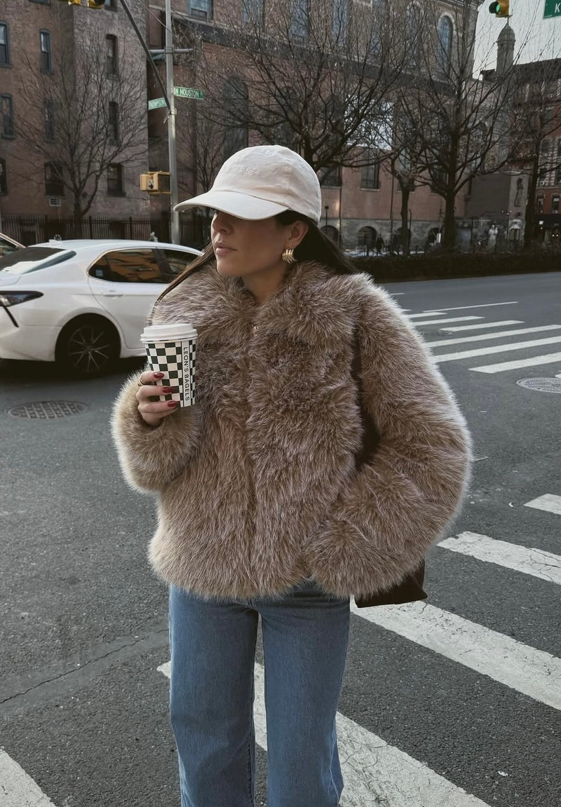 show me your mumu: park city jacket-cedar brown fur