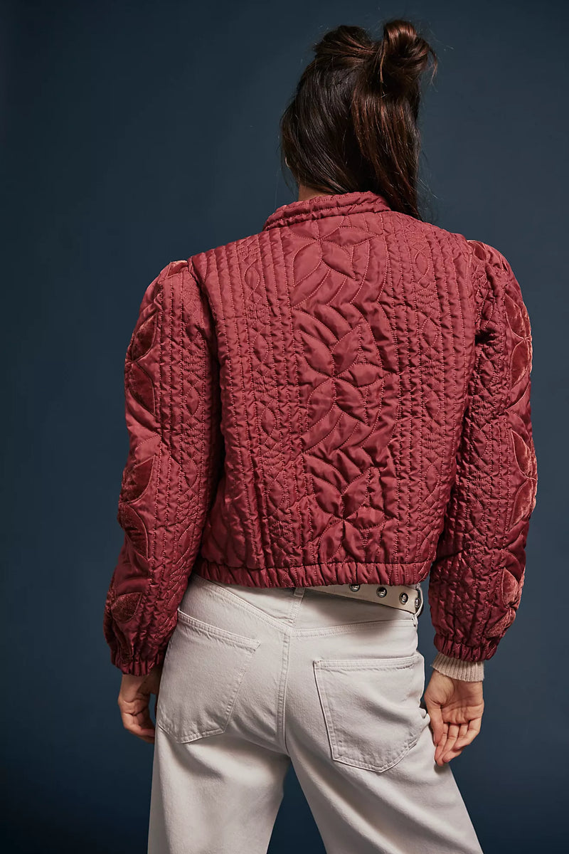 free people: quinn quilted jacket-marsala