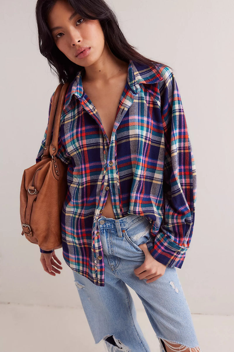 free people: girl meets boys plaid-navy combo