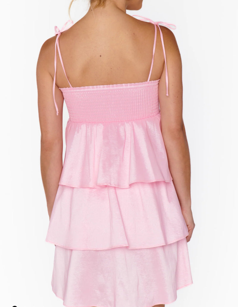 show me your mumu: meet cute mini dress- light pink taffeta