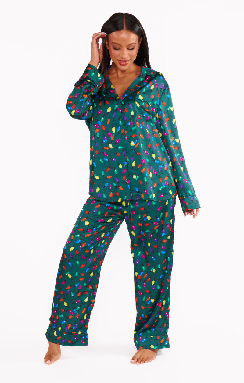 show me your mumu: classic pj set-festive lights silky