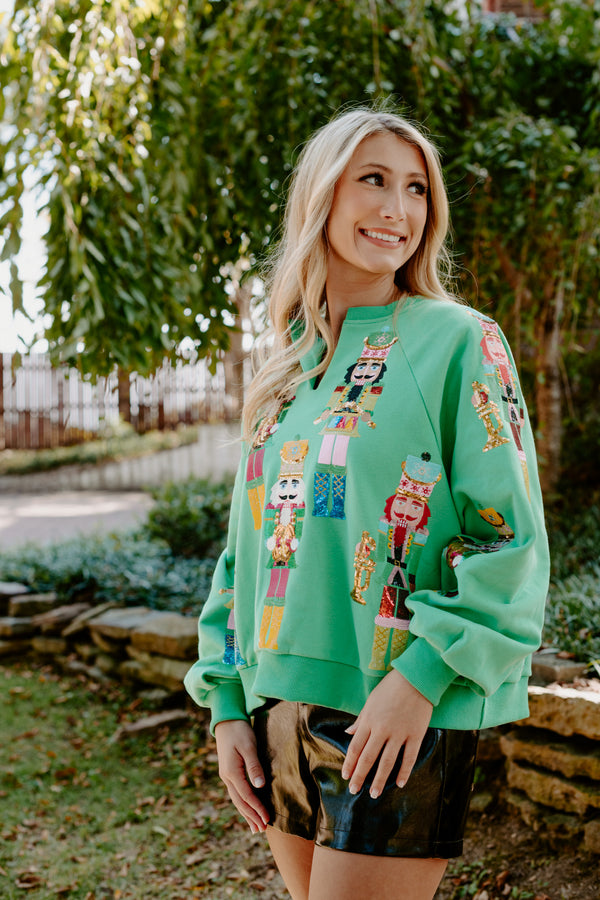 queen of sparkles: green nutcracker band sweatshirt