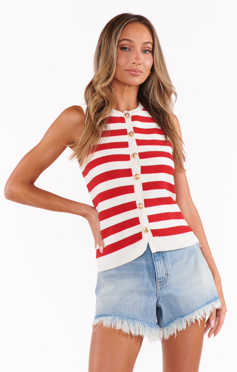show me your mumu: devin tank-red stripe delight knit