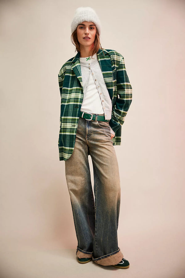 free people: reggie blazer-green combo