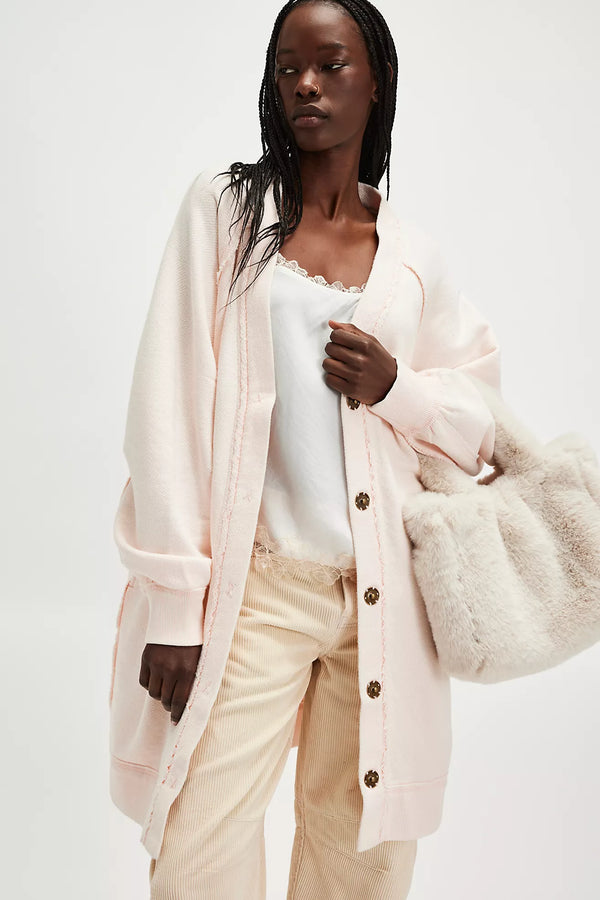 free people: fresh start cardi-strawberry float