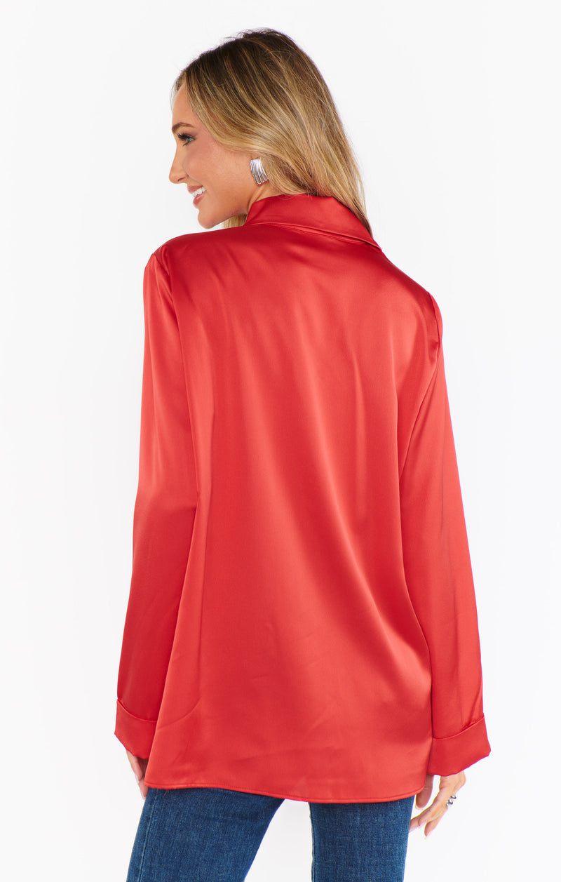 show me your mumu: smith button down-red luxe satin