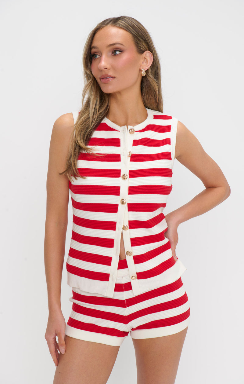 show me your mumu: devin shorts-red stripe delight