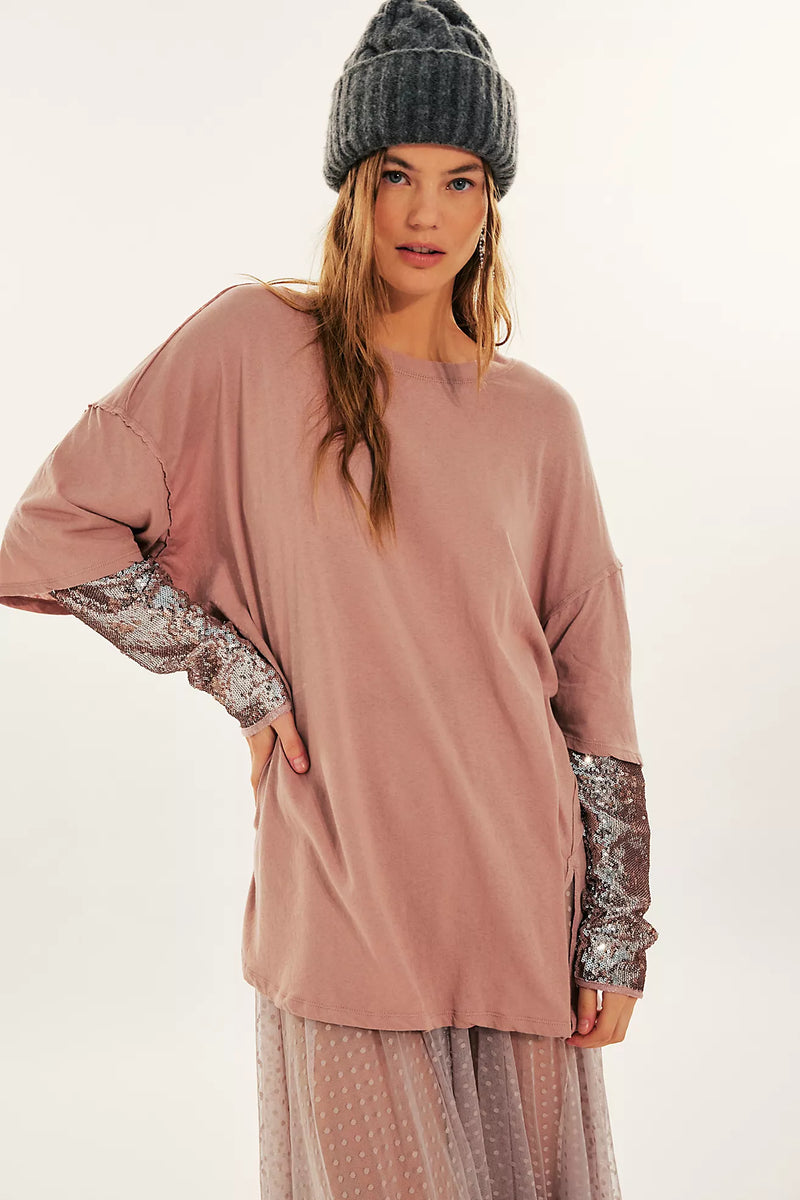 free people: nellie sequin twofer-pale mauve combo