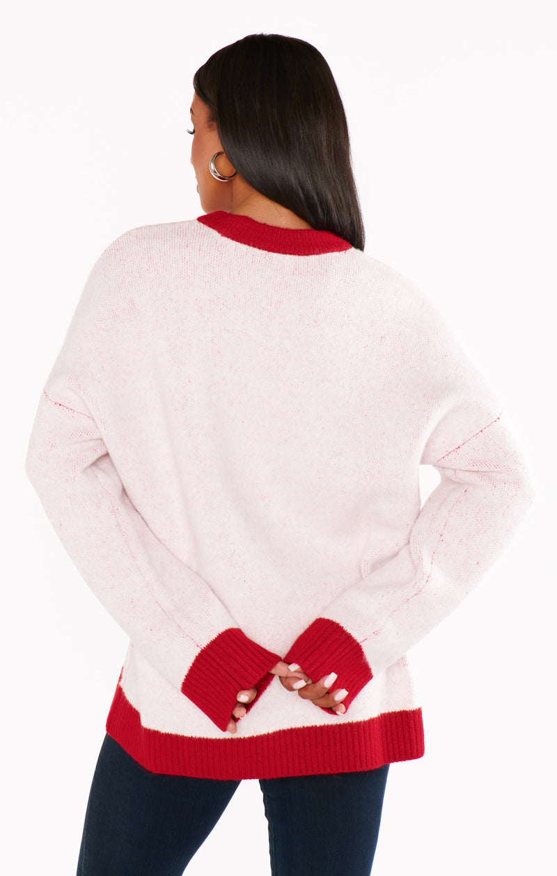 show me your mumu: classic crewneck sweater-merry graphic knit