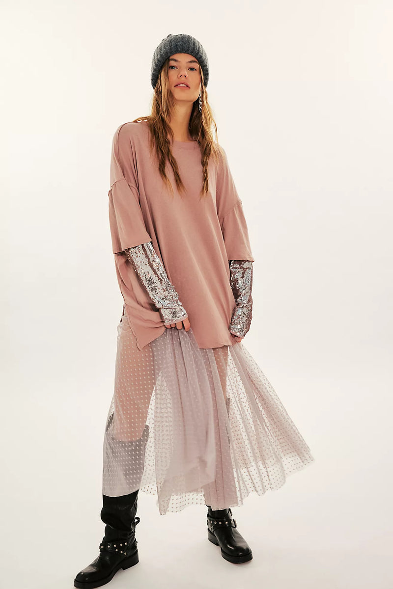 free people: nellie sequin twofer-pale mauve combo