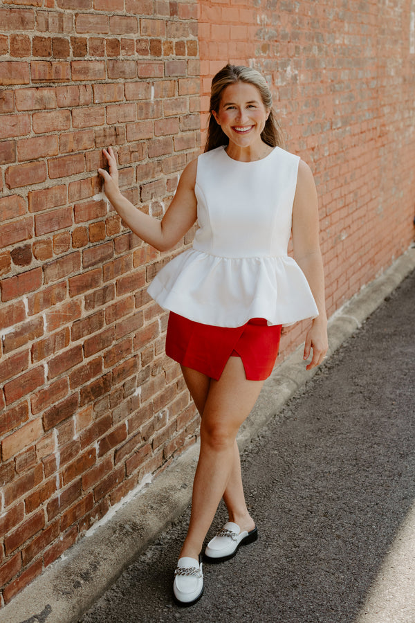 endless rose: peplum top-white