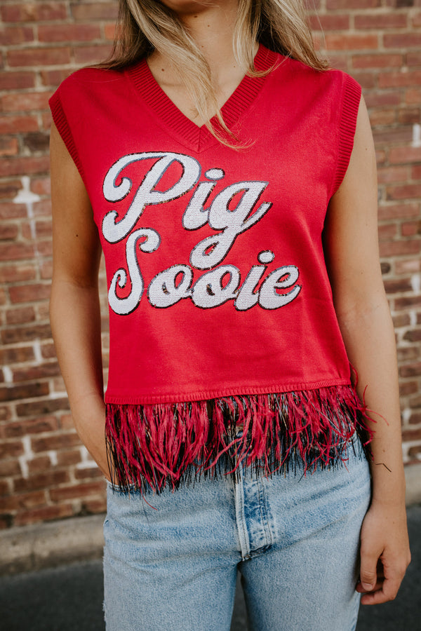 queen of sparkles: licensed arkansas pig sooie feather bottom sweater tank