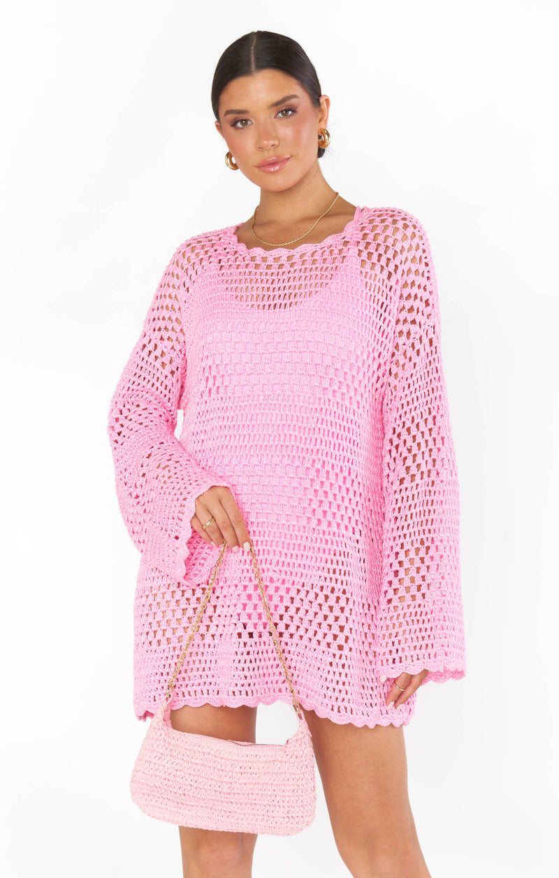 show me your mumu: paula pullover-bubblegum pink crochet