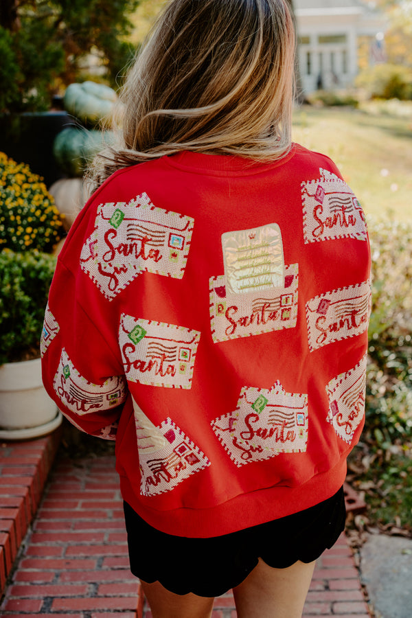 queen of sparkles: red letters to santa sweatshirt