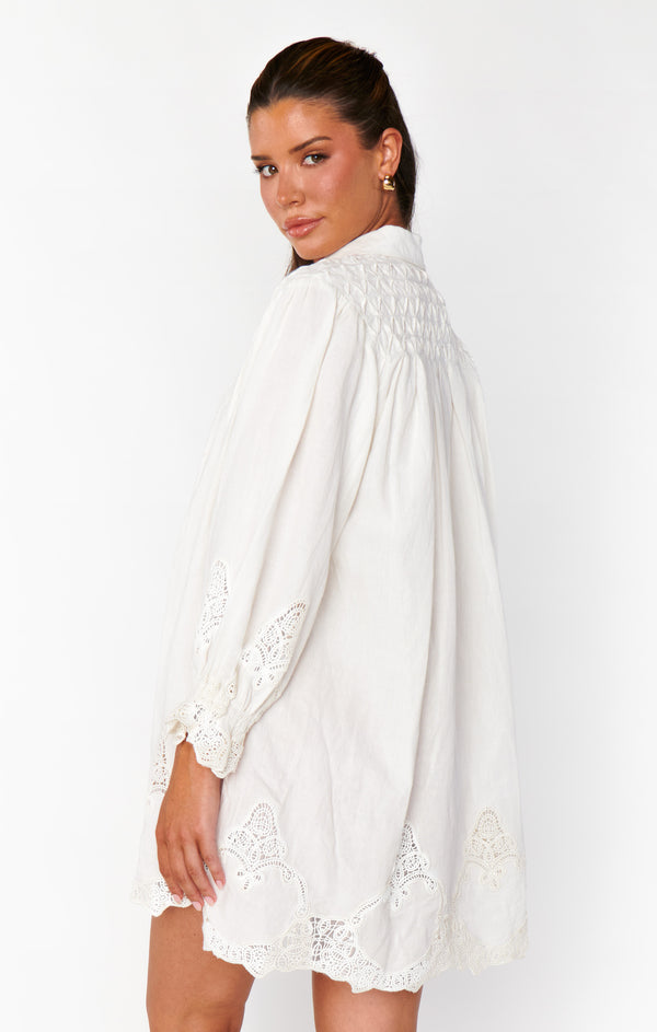 show me your mumu: leona mini dress-white lace embroidery