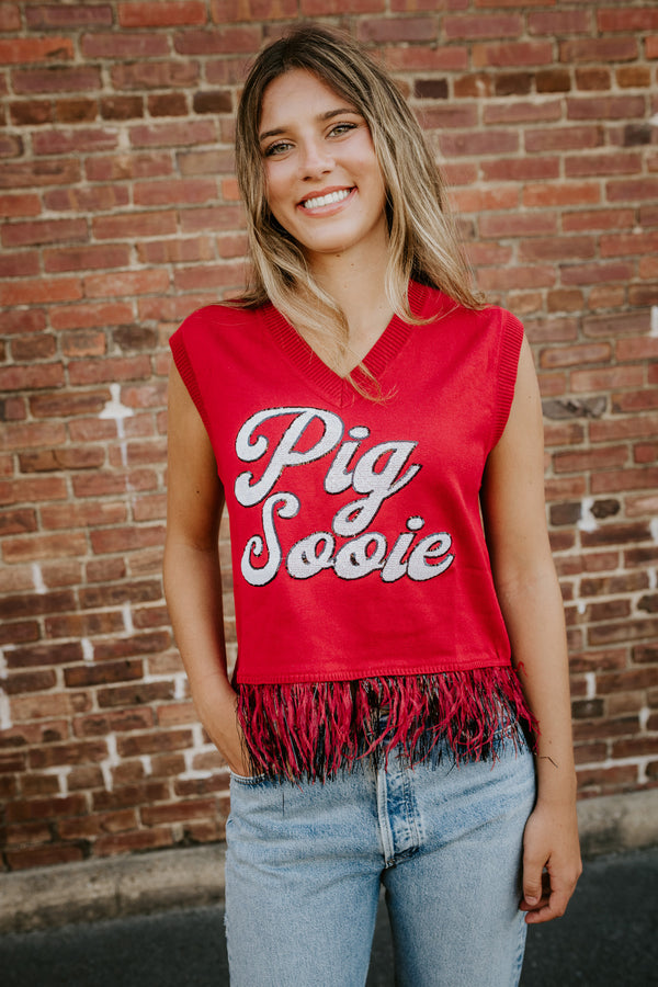 queen of sparkles: licensed arkansas pig sooie feather bottom sweater tank
