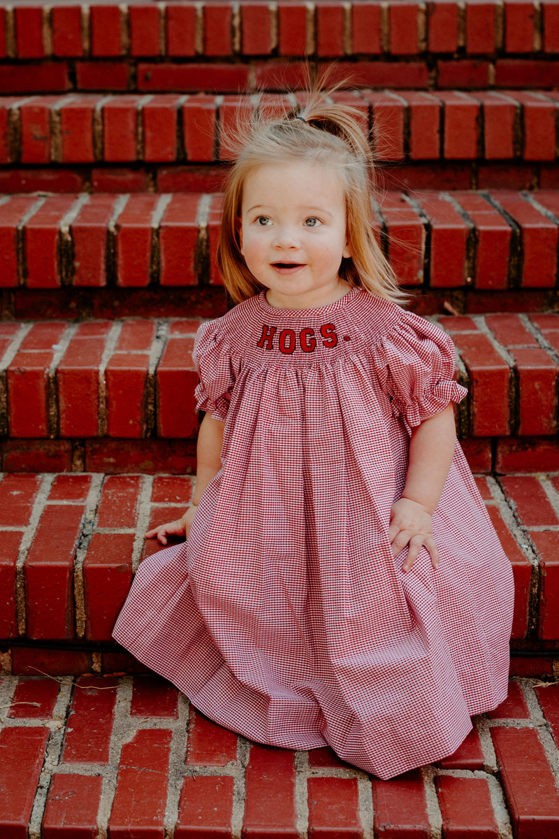 vive la fete: HOGS smocked red gingham bishop dress