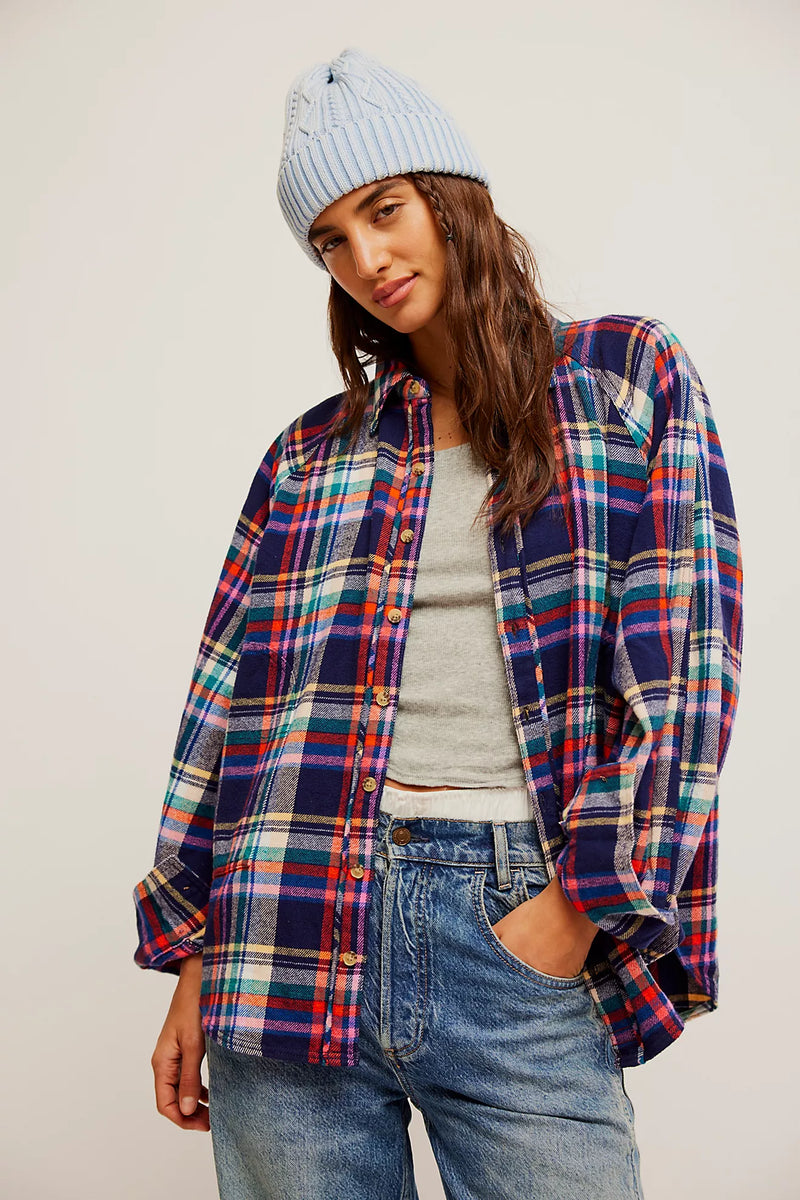 free people: girl meets boys plaid-navy combo