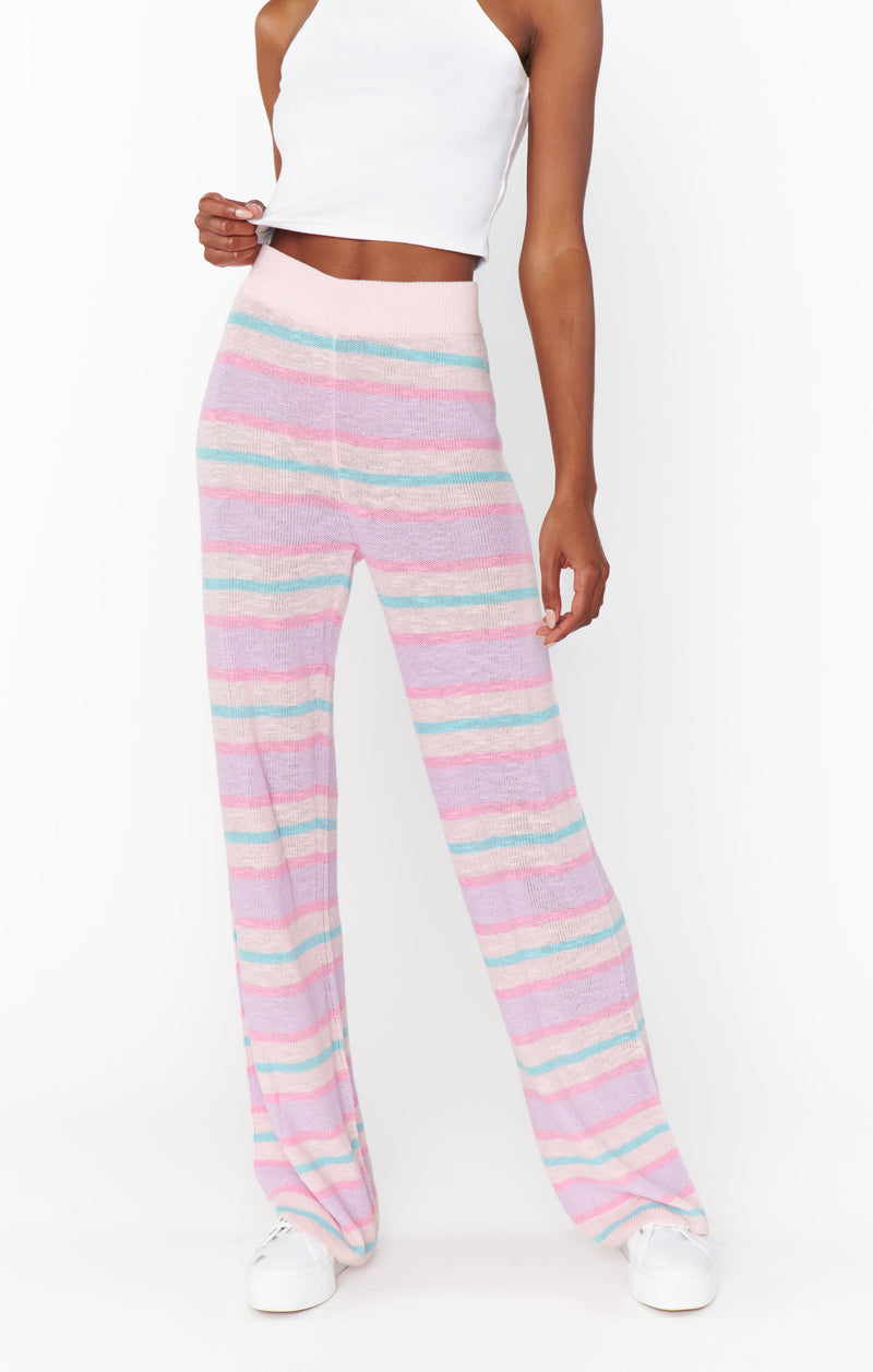 show me your mumu: feel good pants-cotton candy stripe knit