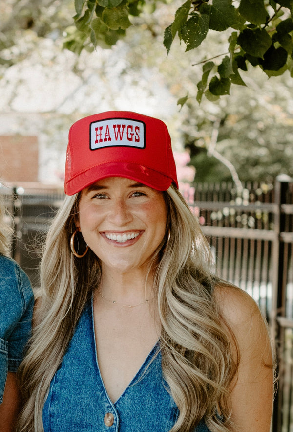 social statement: hawgs trucker hat-red