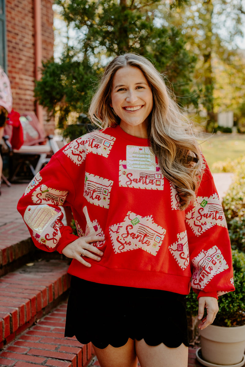 queen of sparkles: red letters to santa sweatshirt