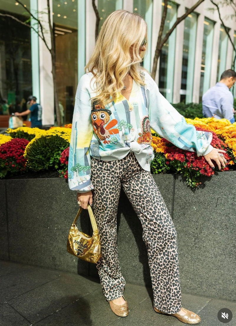 queen of sparkles: multi thanksgiving parade button up cardigan