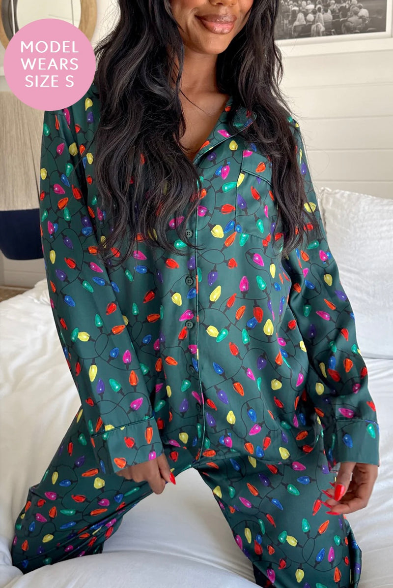 show me your mumu: classic pj set-festive lights silky