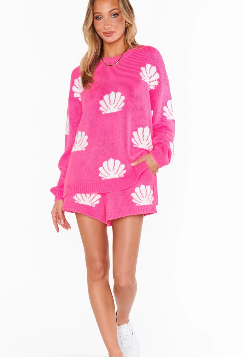 show me your mumu: boardwalk shorts-hot pink shell knit