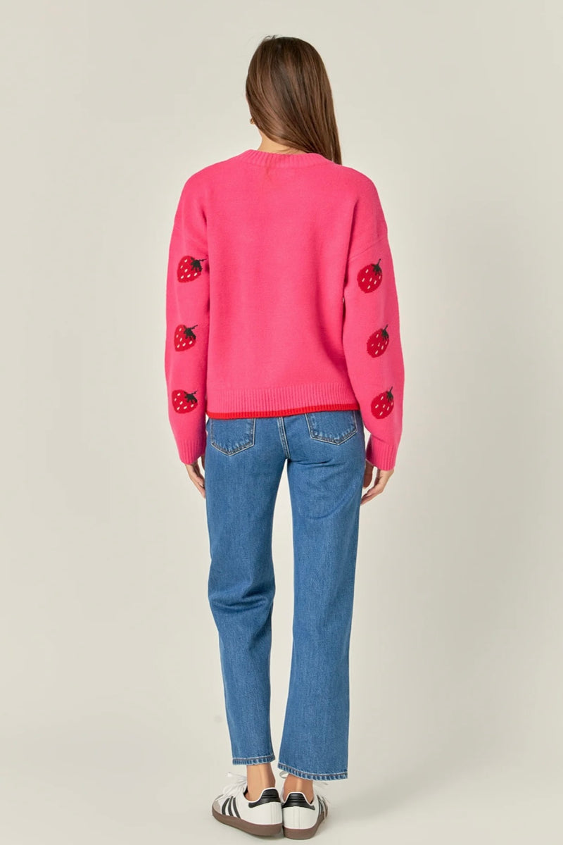 english factory: strawberry crew neck knit-pink