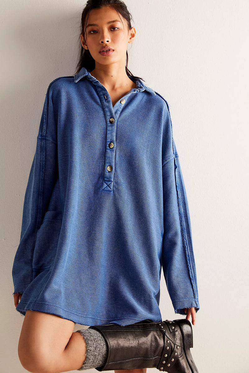 free people: willow polo-rinsed cobalt