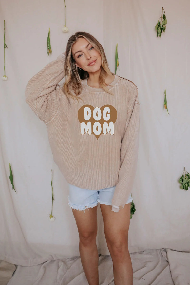 friday + saturday: dog mom corded sweatshirt
