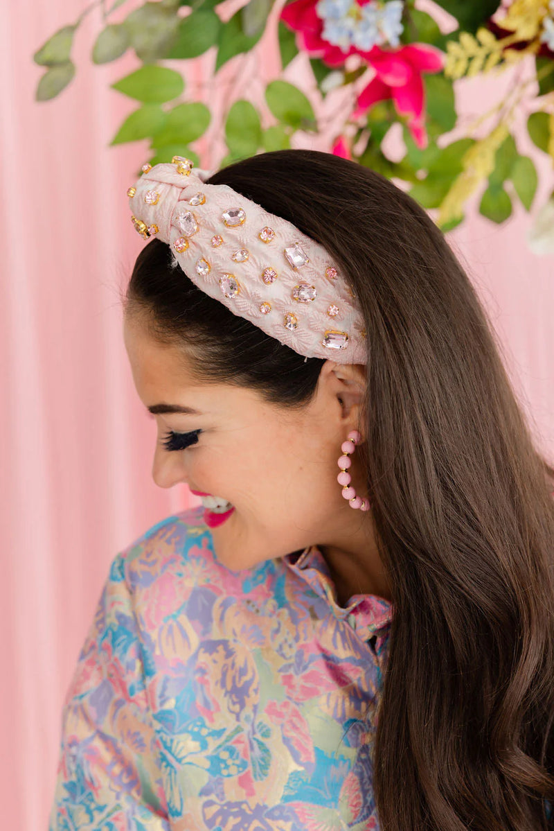 brianna cannon: adult size light pink textured headband with crystals