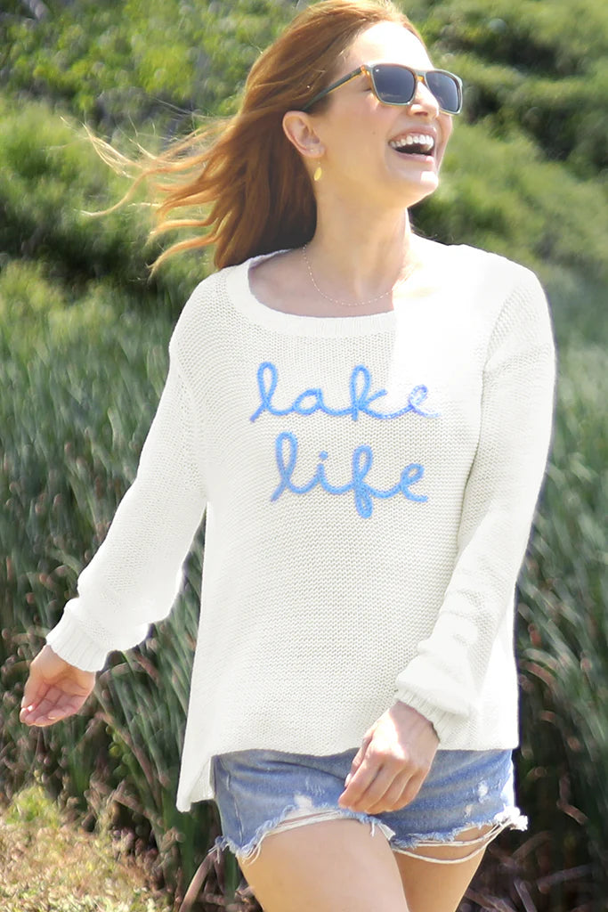 wooden ships: lake life breaker sweater-white/beach sky