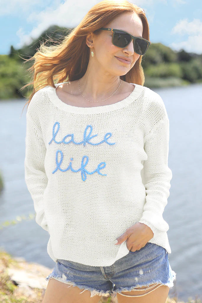 wooden ships: lake life breaker sweater-white/beach sky