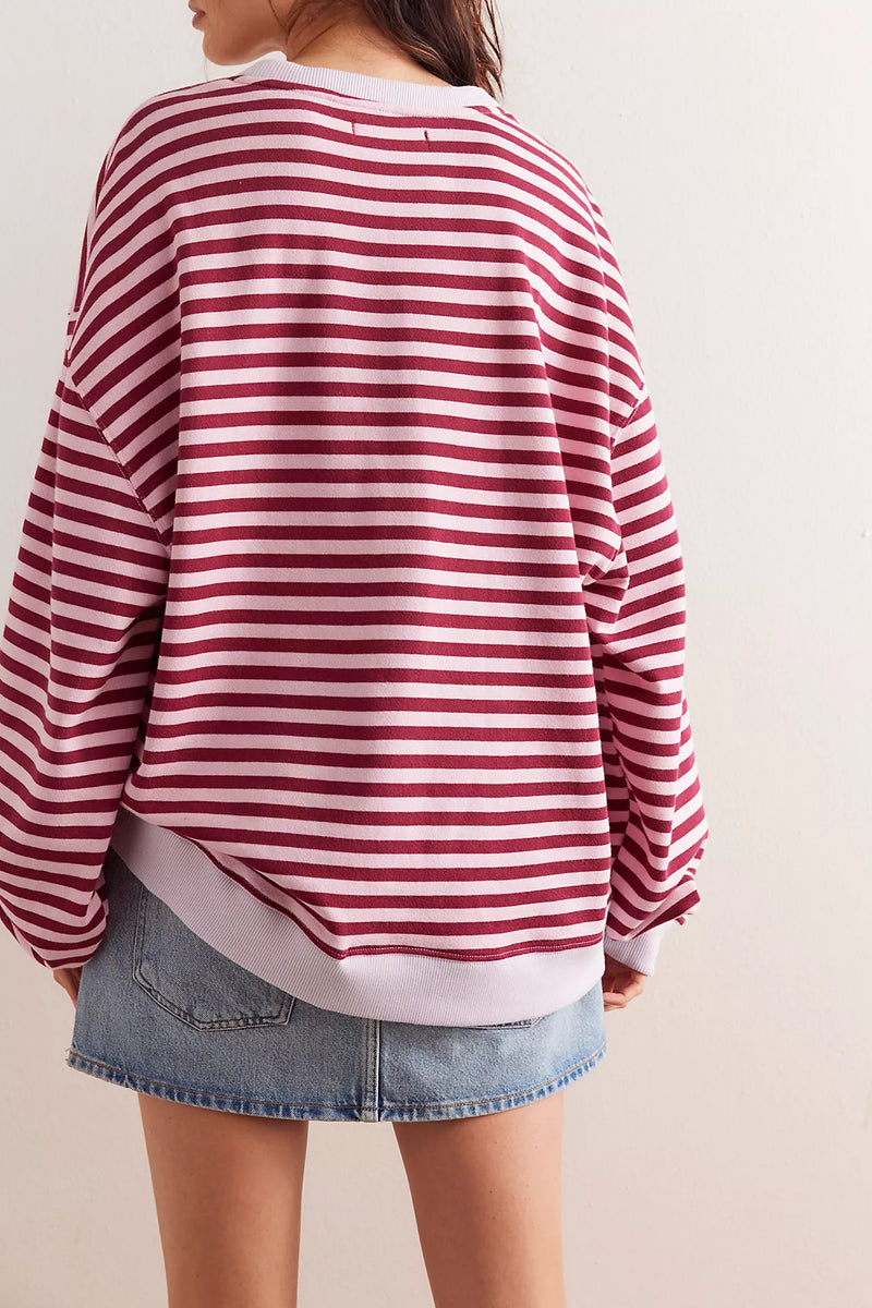 free people: classic stripe crew-raspberry combo