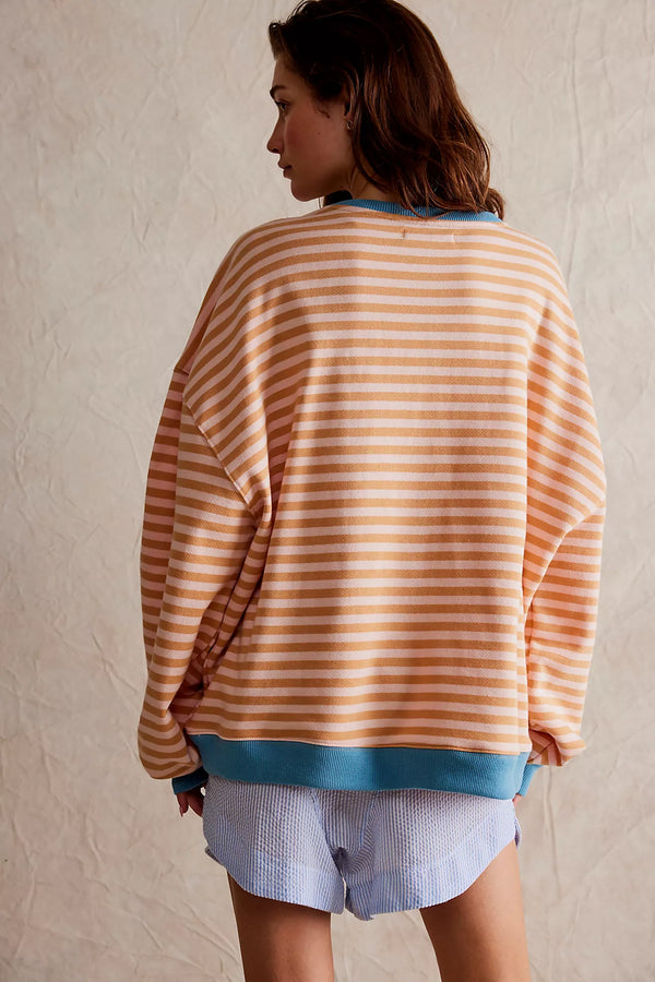 free people: classic striped crew-latte combo