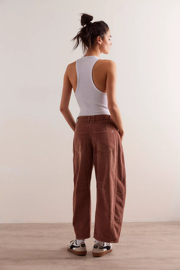 free people: good luck mid rise cord barrel jeans-emperador