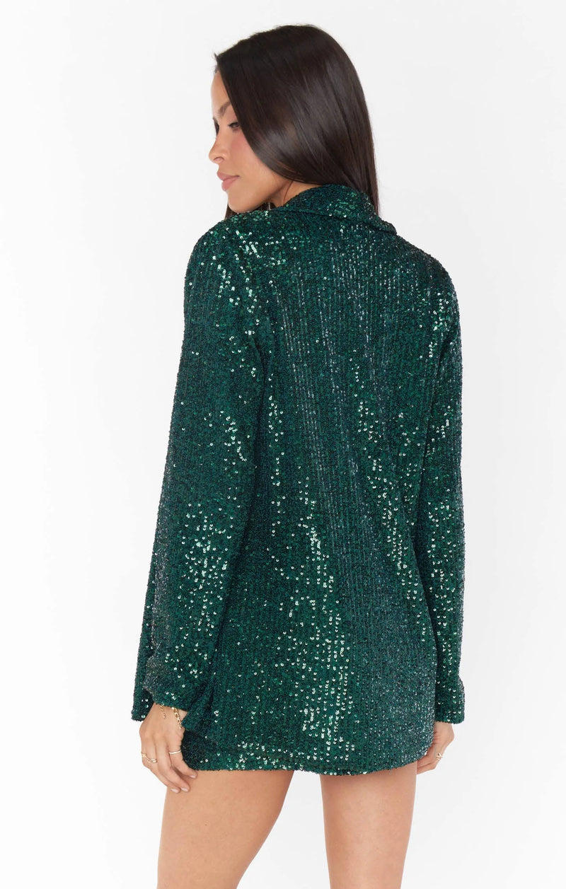 show me your mumu: dance blazer- emerald sequins